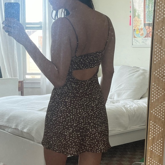 Brown Polka Dot Mini Dress - Picture 4 of 4